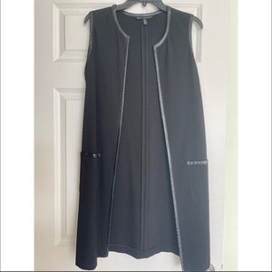 Leather Lined Black Long Vest